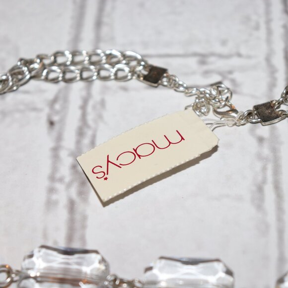 ❄️💎 Silver & Clear Beaded Statement Necklace · 17–20" Adjustable · NWT Macy’s - Picture 2 of 7